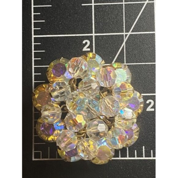 Vtg Brooch Juliana Attributed Unsigned AB Crystal Cha Cha Gold Plated 1.75 Inch - Picture 7 of 8